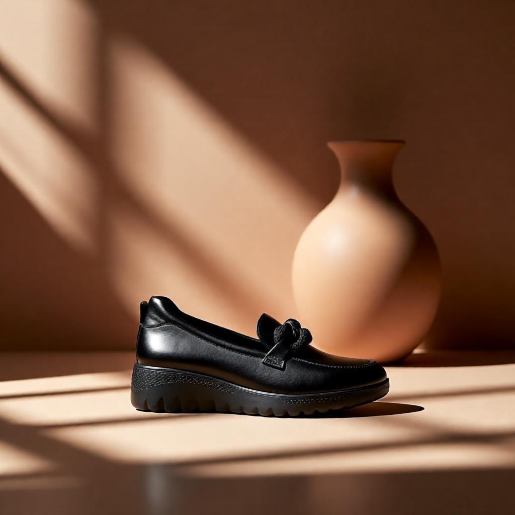 nanook mocassina invernale da donna nera con zeppa leggera