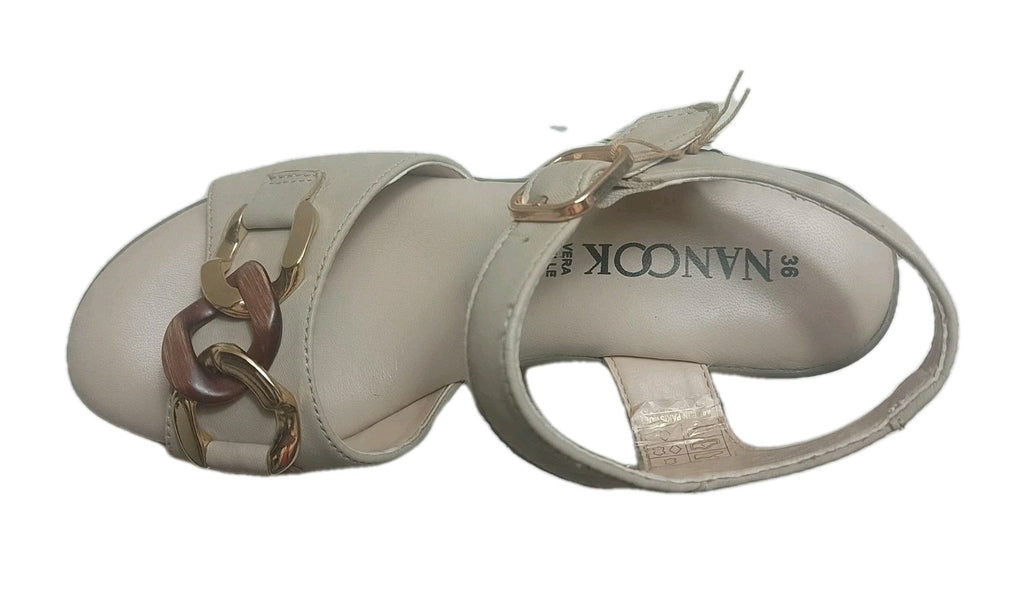 Sandali Donna Vera Pelle Nanook Triscari 1922 Zeppa 6 cm Beige Memory Comfort El