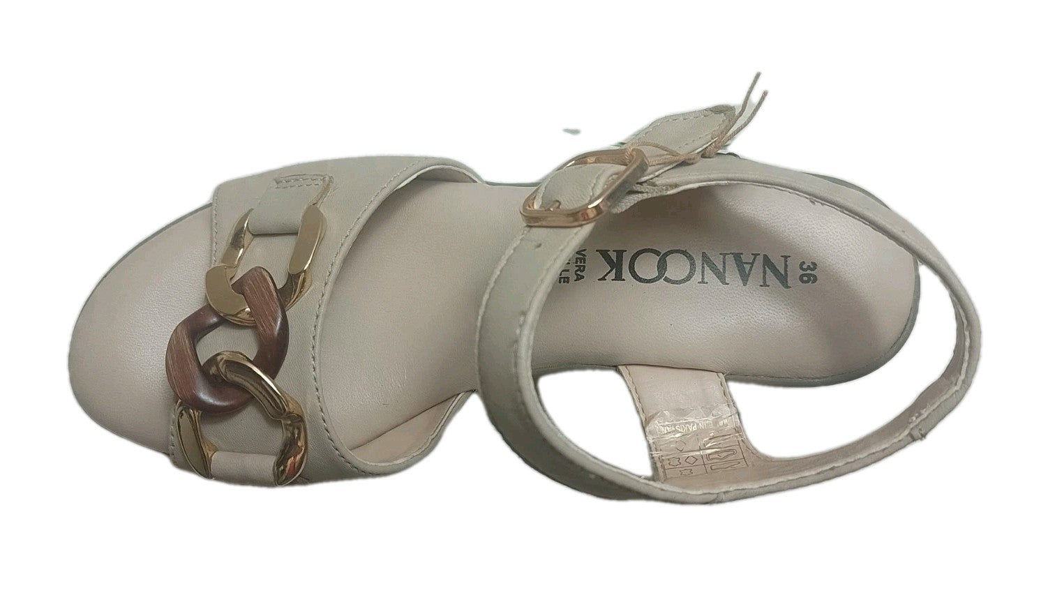 Sandali Donna Vera Pelle Nanook Triscari 1922 Zeppa 6 cm Beige Memory Comfort El