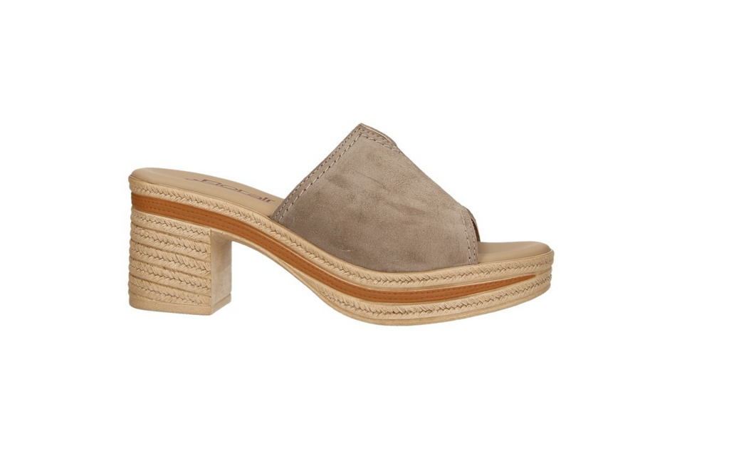 Florali' TF01 Terra – Ciabatta con Tacco Donna | Camoscio Beige | Made in Italy