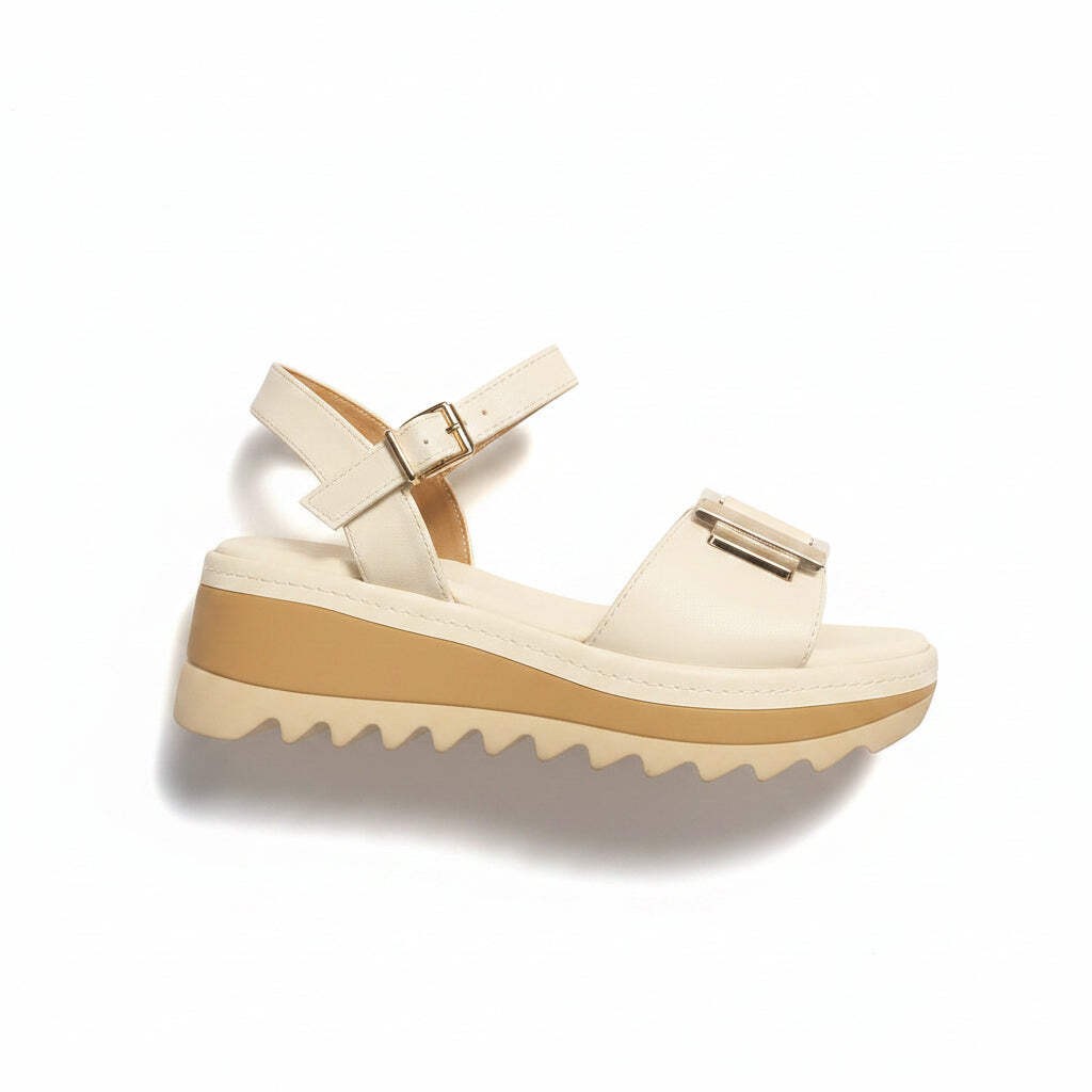 Sandalo donna bianco con platform wcubed
