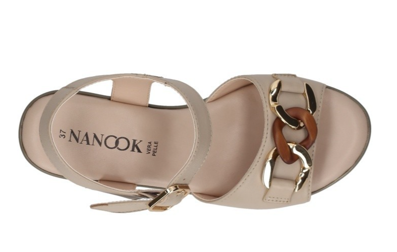 Sandali Donna Vera Pelle Nanook Triscari 1922 Zeppa 6 cm Beige Memory Comfort El