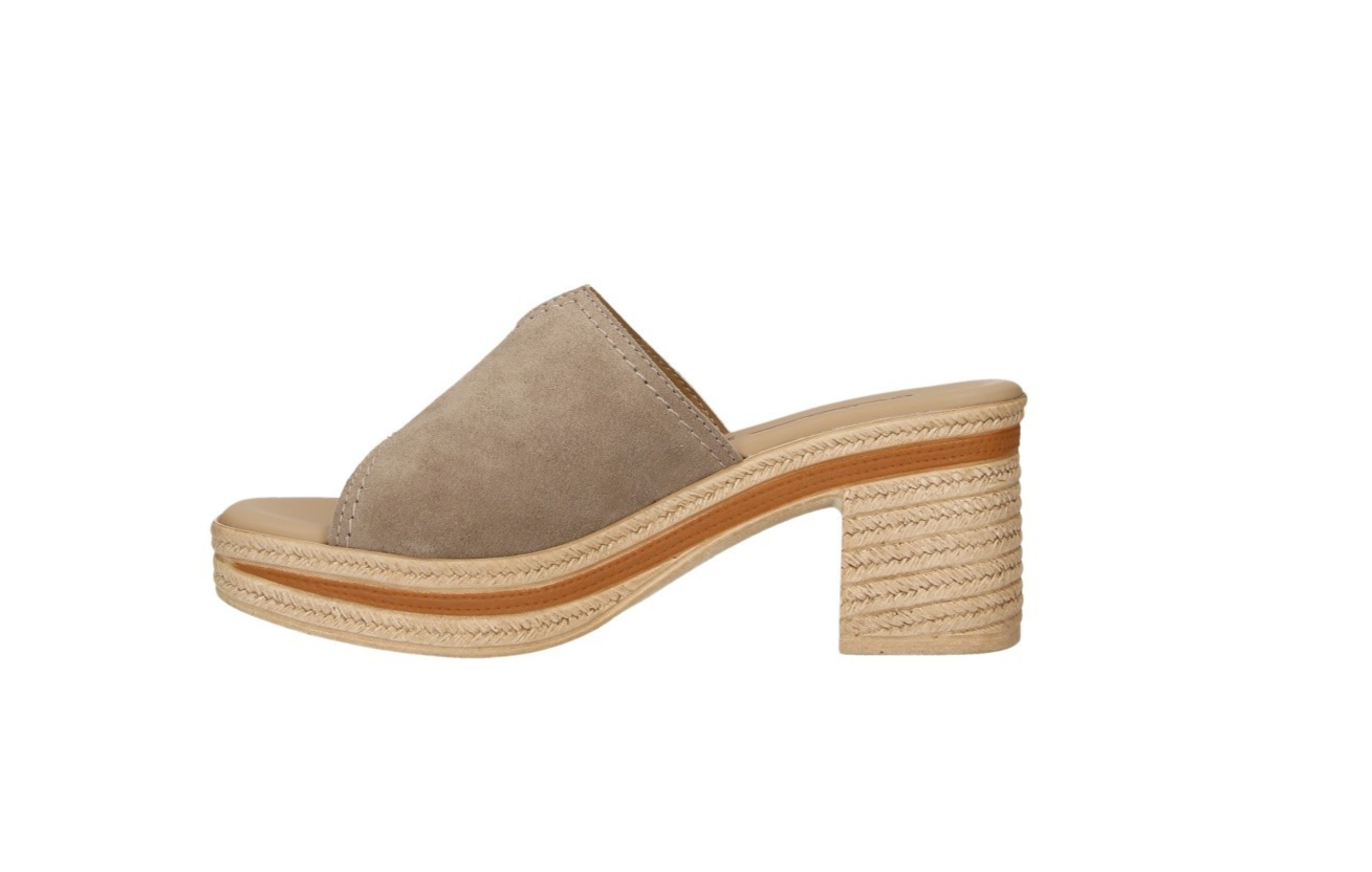 Florali' TF01 Terra – Ciabatta con Tacco Donna | Camoscio Beige | Made in Italy