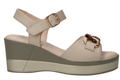 Sandali Donna Vera Pelle Nanook Triscari 1922 Zeppa 6 cm Beige Memory Comfort El