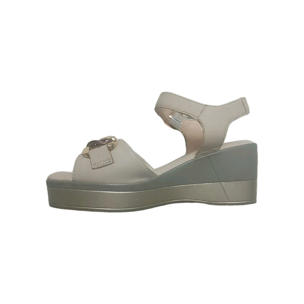 Sandali Donna Vera Pelle Nanook Triscari 1922 Zeppa 6 cm Beige Memory Comfort El