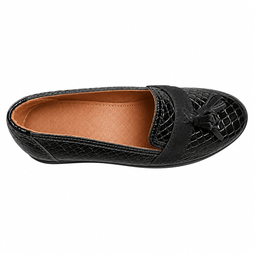 scarpina zeppa nero cocco con zeppa da donna marca stiledivita art 9086