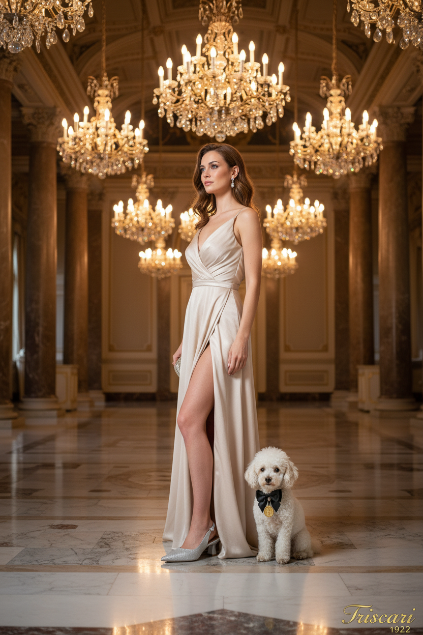 Donna elegante al gala con slingback silver