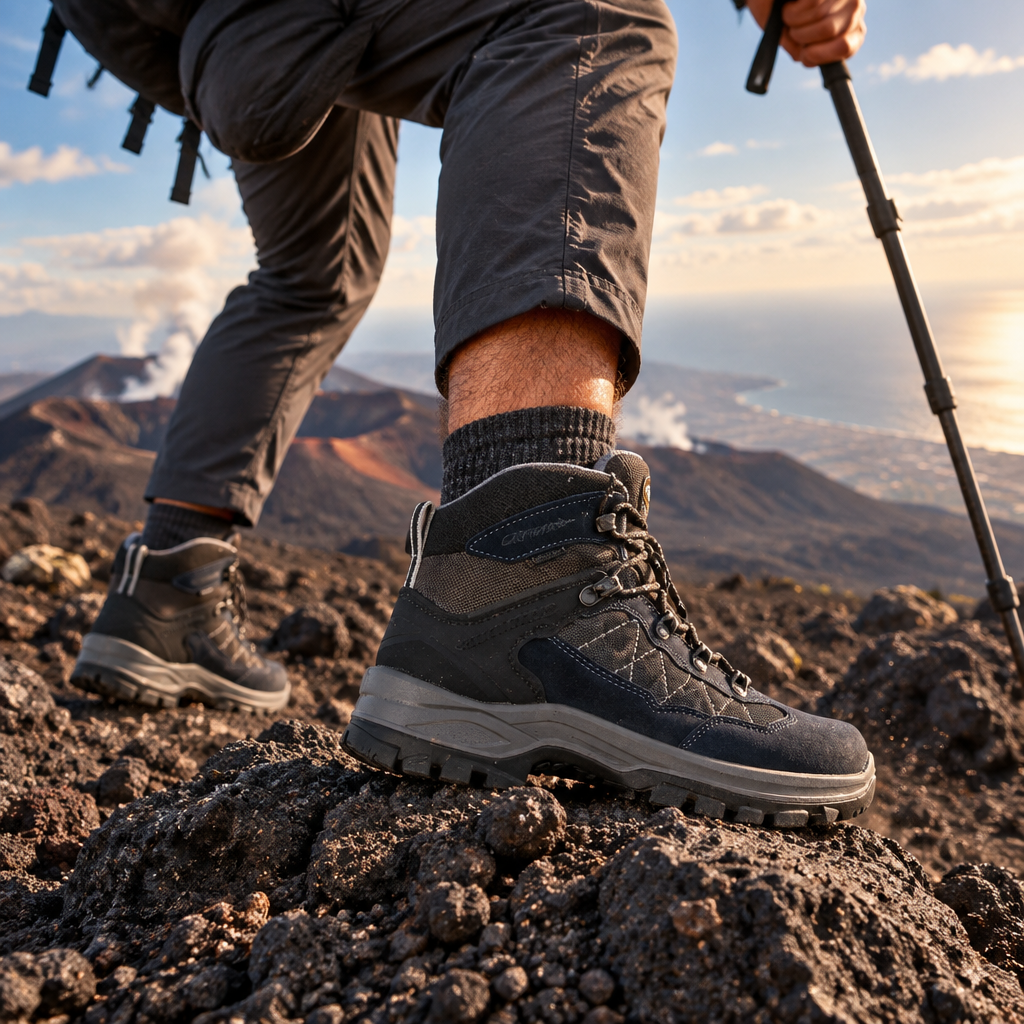 Scarponcini Grisport da trekking uomo durante una salita sull’Etna