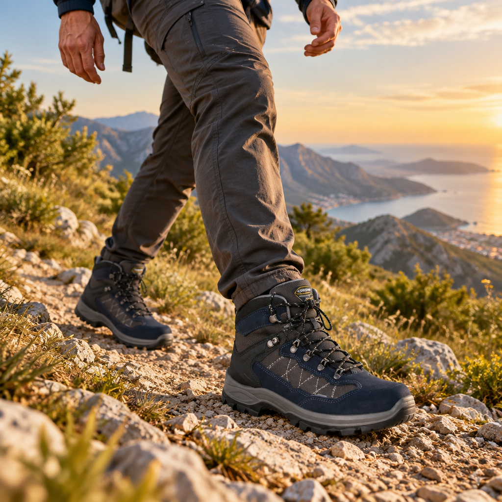 Scarponcini Grisport da trekking uomo su un sentiero di montagna