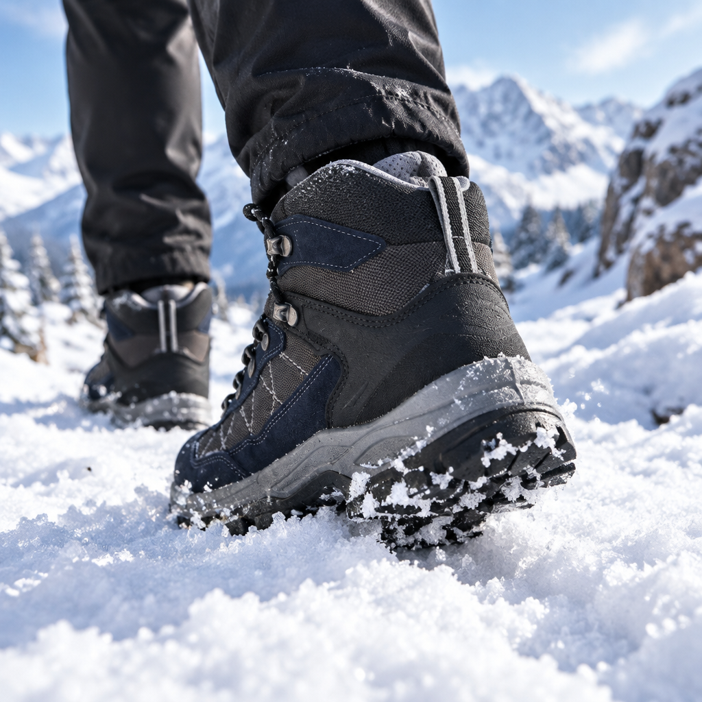 Scarponcini Grisport da trekking uomo durante una camminata sulla neve