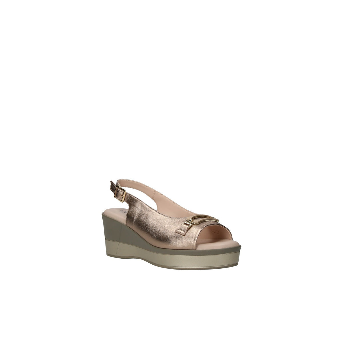 Nanook Art. 25146 Platino – Sandalo Comfort con Zeppa in Pelle di Capretto | Triscari1922