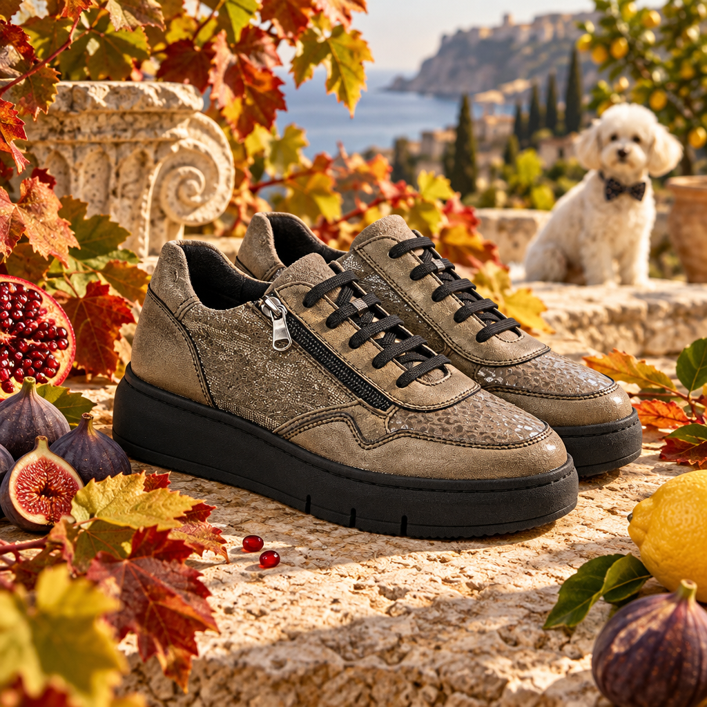 Sneakers donna Stile di Vita 9137 taupe bronzo con plantare estraibile